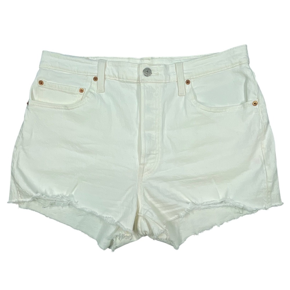 Levi's White 501 Original High Rise Cutoff Denim Shorts Womens Size 32